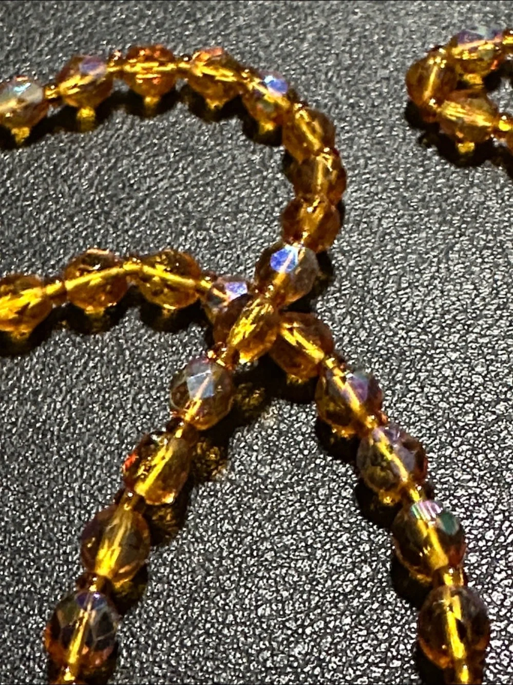 AB Faceted Glass Bead Continuous 44” Flapper Vintage Necklace